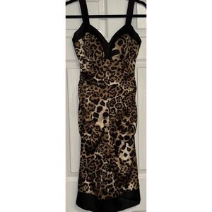 Y2K Cache‎ Leopard  Print Dress SIZE 6 Made In USA EUC Cheetah Animal Print Hoco